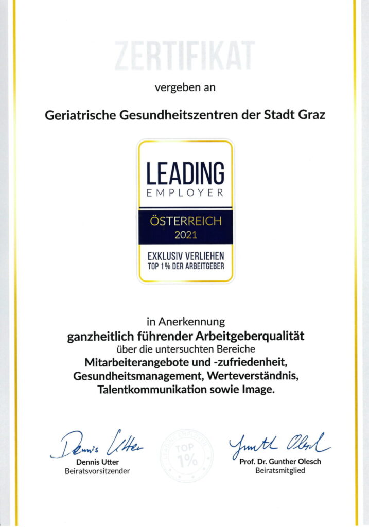 Leading Employers Urkunde