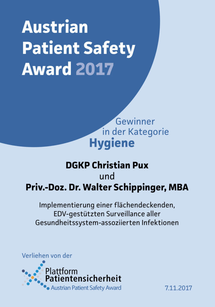Urkunde des Austrian Patient Safety Awards 2017