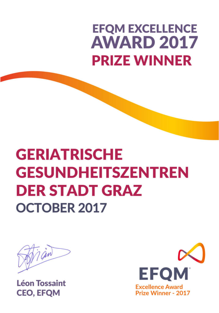 Urkunde EFQM Excellence Preis 2017