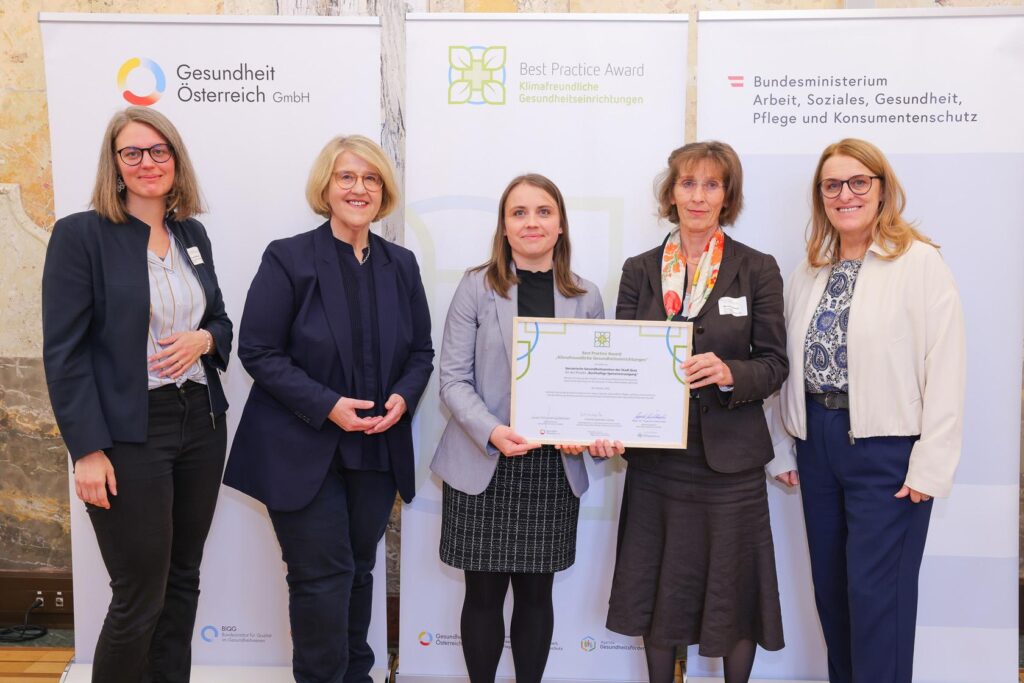 Auszeichnung mit dem Best Practice Award Klimafreundliche Gesundheitseinrichtungen