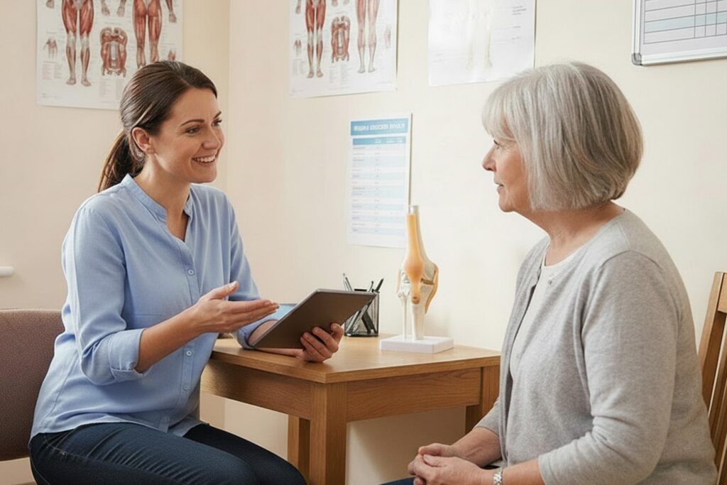 Eine Patientin wird zu ihren Erfahrungen bei den GGZ befragt.