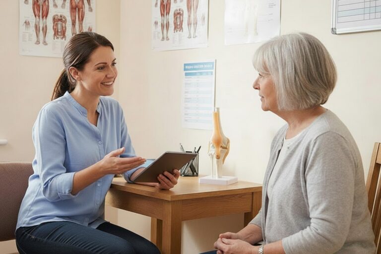 Eine Patientin wird zu ihren Erfahrungen bei den GGZ befragt.