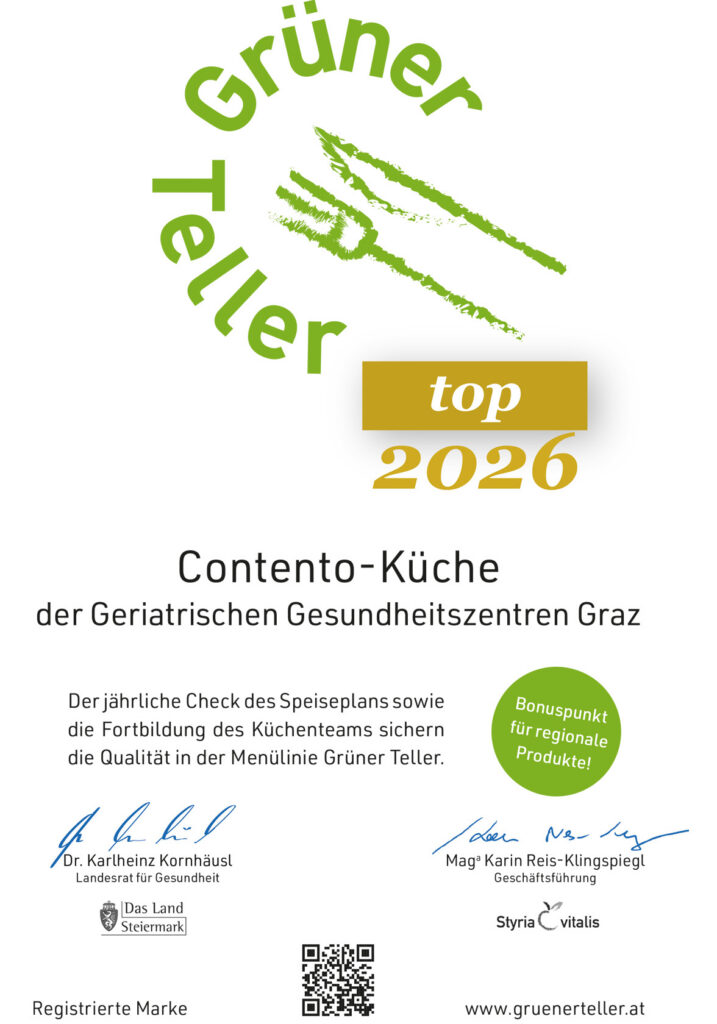 Urkunde Grüner Teller top 2026